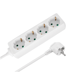 Przedłużacz 4 gniazda 3m typu niemieckiego bez przełącznika (3x1,5mm) Rebel biały