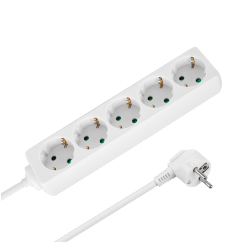 Przedłużacz 5 gniazd 3m typu niemieckiego bez przełącznika (3x1,5mm) Rebel biały