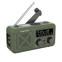 Radio solarne, przenośne radio awaryjne SOS, powerbank 2000mAh, latarka, dynamo, Kruger&Matz